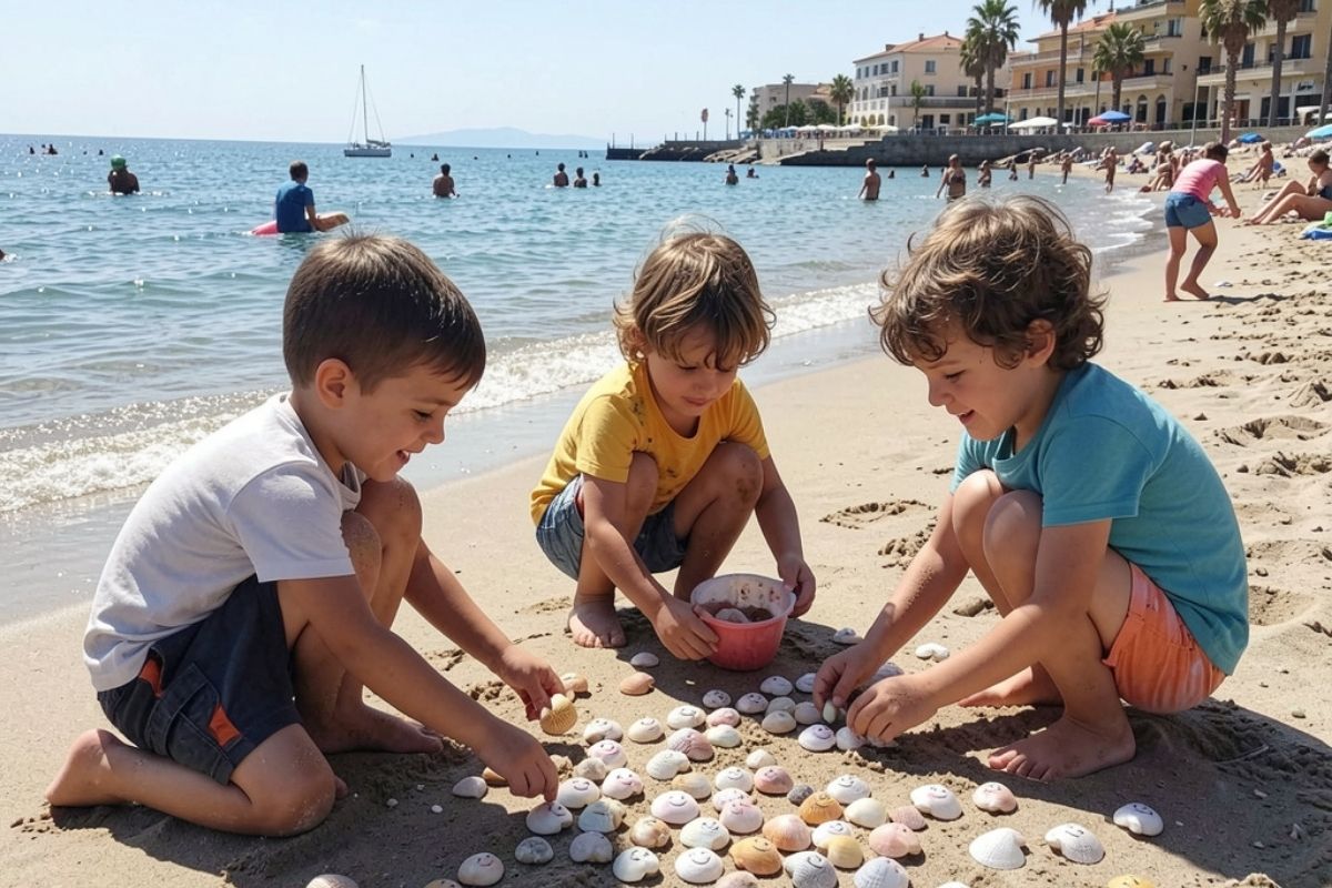 Bambini che giocano sulla spiaggia di Sottomarina, ideale per mostrare la sicurezza e il divertimento