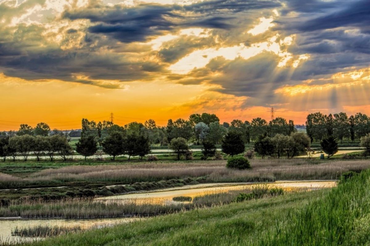 Panorama di Rovigo con il Delta del Po sullo sfondo